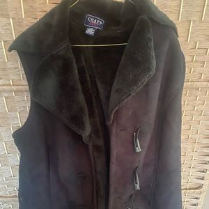 Chaps denim fluffy vest